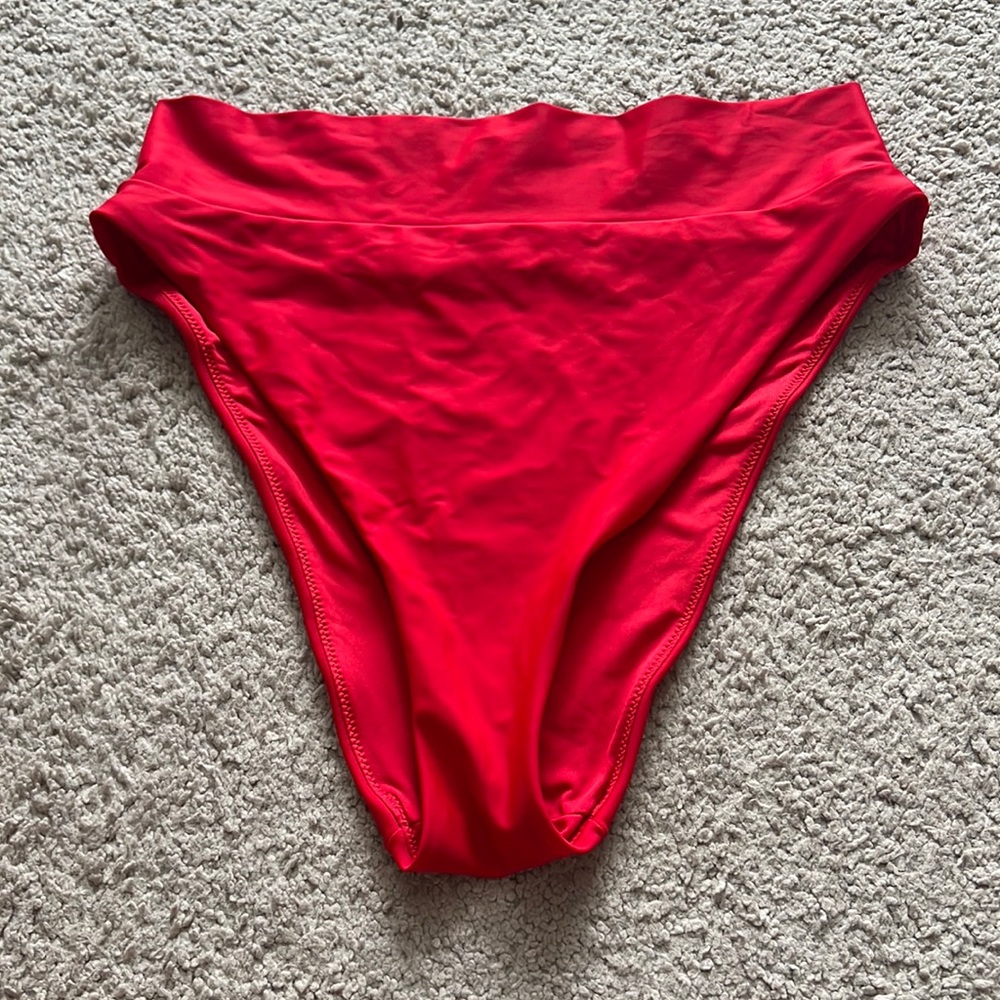 Aerie red high cut cheeky bottoms L